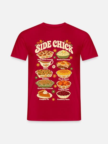 Retro Thanksgiving-Seiten Spaß-Neben-Mädchen - Männer T-Shirt - Rot