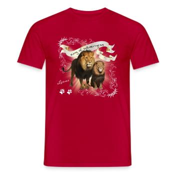 Lions, Lions Couple Lion - T-shirt homme - rouge - Devant - AI Model Male 178 dark (178cm)