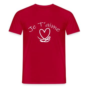 Je t'aime Cadeau Saint-Valentin Homme Femme - T-shirt homme - rouge - Devant - AI Model Male 178 dark (178cm)