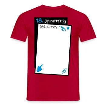 18. Geburtstag Gästeliste 18 Jahre Geschenkidee - Männer T-Shirt - Rot - Vorne - AI Model Male 178 dark (178cm)