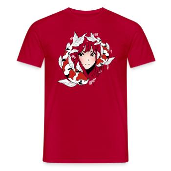 Anime Otaku Koi - T-shirt homme - rouge - Devant - AI Model Male 178 dark (178cm)