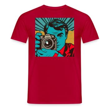 Photographe Pop Art - T-shirt homme - rouge - Devant - AI Model Male 178 dark (178cm)