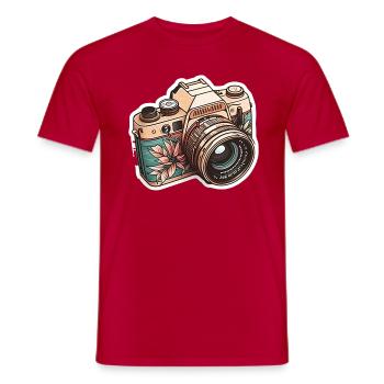 Flower Power camera - Men's T-Shirt - red - Front - AI Model Male 178 dark (178cm)