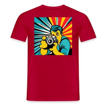 Photographe Pop Art - T-shirt homme - rouge - Devant - AI Model Male 178 dark (178cm)