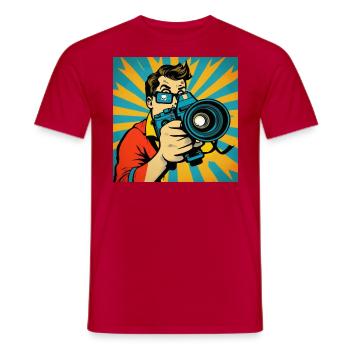 Photographe Pop Art - T-shirt homme - rouge - Devant - AI Model Male 178 dark (178cm)