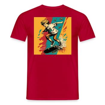 Garçon patineur - T-shirt homme - rouge - Devant - AI Model Male 178 dark (178cm)