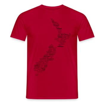 Nouvelle-Zélande - Carte - T-shirt homme - rouge - Devant - AI Model Male 178 dark (178cm)