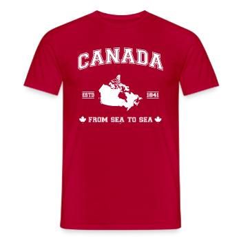 Canada map - T-shirt homme - rouge - Devant - AI Model Male 178 dark (178cm)
