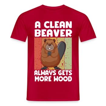 Sauberer Biber Holzspruch - Männer T-Shirt - Rot - Vorne - AI Model Male 178 dark (178cm)
