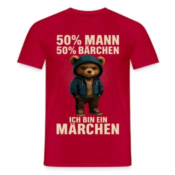50% Mann 50% Bärchen Geschenk für Partner - Männer T-Shirt - Rot - Vorne - AI Model Male 178 dark (178cm)