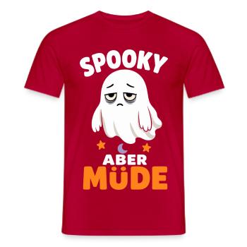 Spooky aber müde – Verschlafener Halloween-Geist - Männer T-Shirt - Rot - Vorne - AI Model Male 178 dark (178cm)