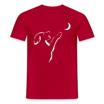 Chien regarde la lune - T-shirt homme - rouge - Devant - AI Model Male 178 dark (178cm)