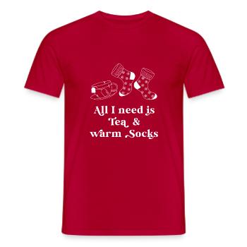 Tea and warm socks - Männer T-Shirt - Rot - Vorne - AI Model Male 178 dark (178cm)