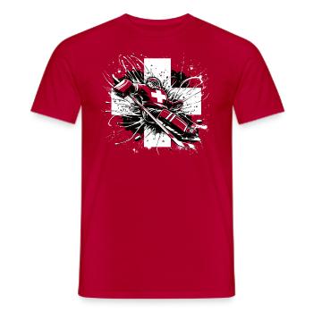 Eishockey Schweiz - Schweizer Eishockey Torwart - Männer T-Shirt - Rot - Vorne - AI Model Male 178 dark (178cm)
