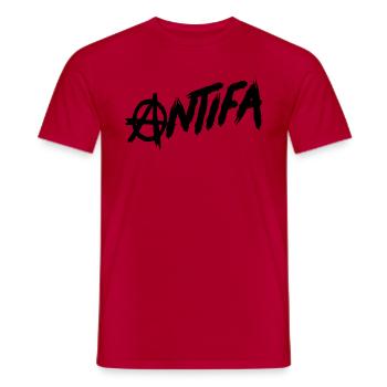 Logo Antifa (avec symbole anarchie) - T-shirt homme - rouge - Devant - AI Model Male 178 dark (178cm)