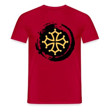 croix occitane 02 - T-shirt homme - rouge - Devant - AI Model Male 178 dark (178cm)