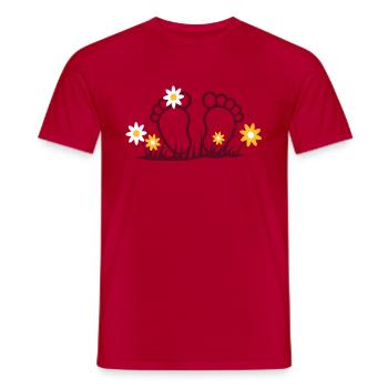 Zehen mit Blumen, Flower Power - Männer T-Shirt - Rot - Vorne - AI Model Male 178 dark (178cm)