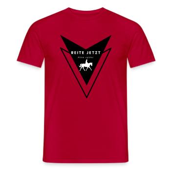REITE JETZT - ATME SPÄTER - Nr. 1 Reitersprüche - Männer T-Shirt - Rot - Vorne - AI Model Male 178 dark (178cm)