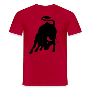Stier - Männer T-Shirt - Rot - Vorne - AI Model Male 178 dark (178cm)