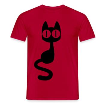 Niedliche Wachsame Katze von Cheerful Madness!! - Männer T-Shirt - Rot - Vorne - AI Model Male 178 dark (178cm)