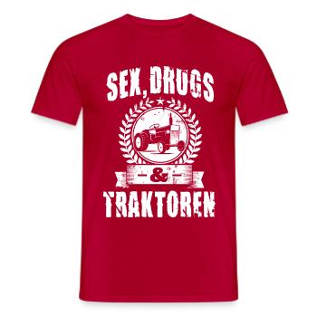 Sex, drugs & Traktoren - Männer T-Shirt - Rot - Vorne - AI Model Male 178 dark (178cm)