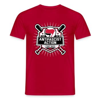 ANTIFA - Antifascist Action (I) - Men's T-Shirt - red - Front - AI Model Male 178 dark (178cm)