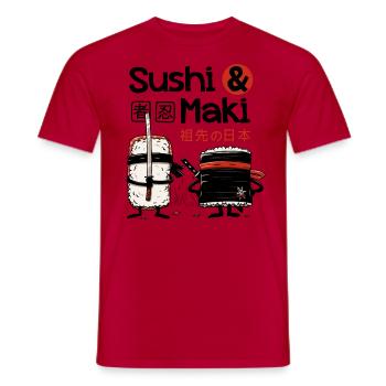 Sushi & Maki - Men's T-Shirt - red - Front - AI Model Male 178 dark (178cm)