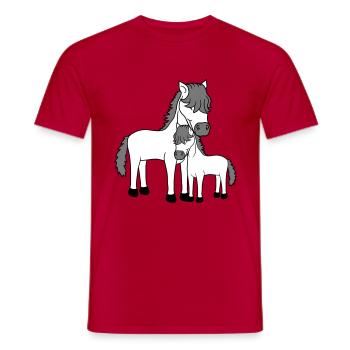 bébé enfant maman papa famille jeune poulain sweet ni - T-shirt homme - rouge - Devant - AI Model Male 178 dark (178cm)