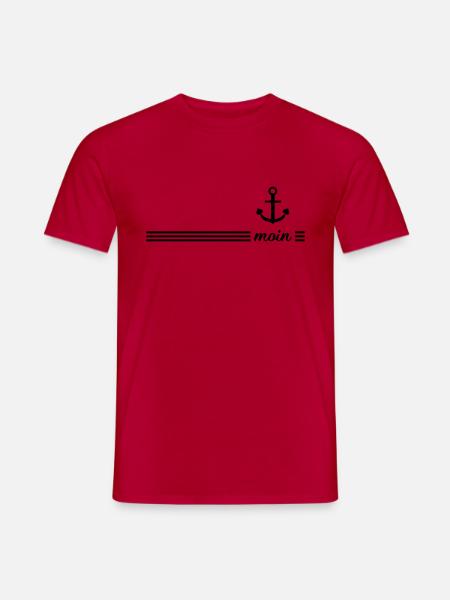 Norddeutscher Gruß "moin" mit Anker - maritim - Männer T-Shirt - Rot