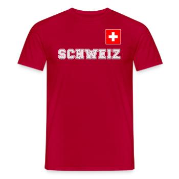 Schweiz Trikot Look - mit Fahne Flagge auf Brust - Männer T-Shirt - Rot - Vorne - AI Model Male 178 dark (178cm)