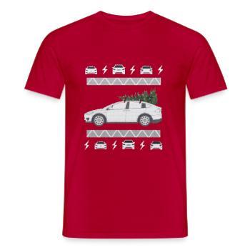 Pull de Noël modèle X - T-shirt homme - rouge - Devant - AI Model Male 178 dark (178cm)