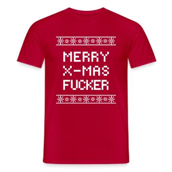 Merry Christmas Fucker - Männer T-Shirt - Rot - Vorne - AI Model Male 178 dark (178cm)
