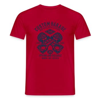 Custom Garage - T-shirt homme - rouge - Devant - AI Model Male 178 dark (178cm)