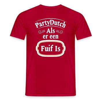 PartyDutch, If there is a party. - Men's T-Shirt - red - Front - AI Model Male 178 dark (178cm)