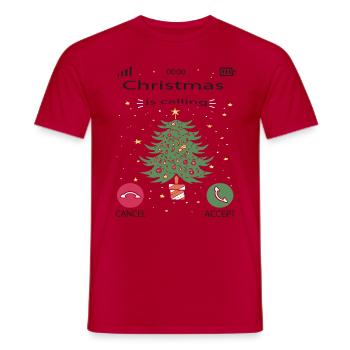 Noël approche. Noël approche. Arbre - T-shirt homme - rouge - Devant - AI Model Male 178 dark (178cm)