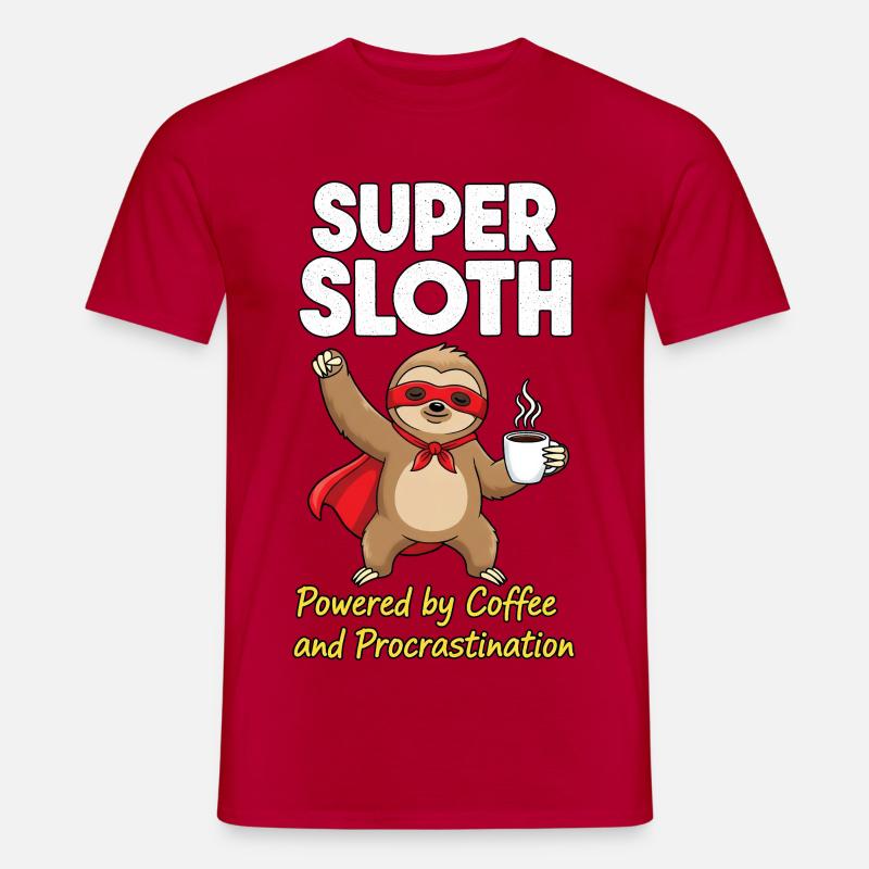 Super Sloth Held Coffee Cape - Männer T-Shirt - Rot