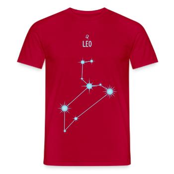 Constellation d’étoile du signe du Lion Bleu pastel - T-shirt homme - rouge - Devant - AI Model Male 178 dark (178cm)
