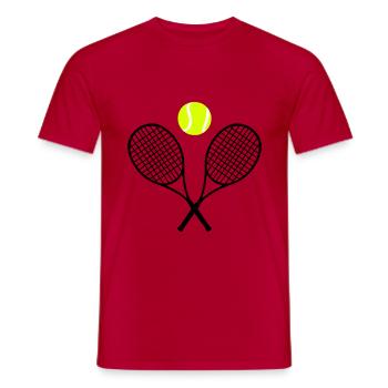 Tennis, Tennisschläger und Ball - Männer T-Shirt - Rot - Vorne - AI Model Male 178 dark (178cm)