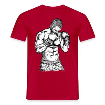 BOXER – Fighter | Black and White Print - Men's T-Shirt - red - Front - AI Model Male 178 dark (178cm)
