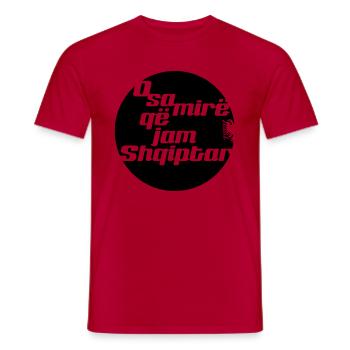 O sa mirë që jam Shqiptar - Men's T-Shirt - red - Front - AI Model Male 178 dark (178cm)