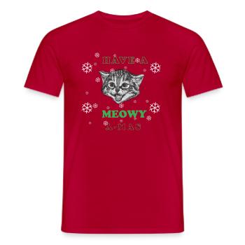 Katzen Miezekatze Weihnachten Kätzchen Miau - Männer T-Shirt - Rot - Vorne - AI Model Male 178 dark (178cm)