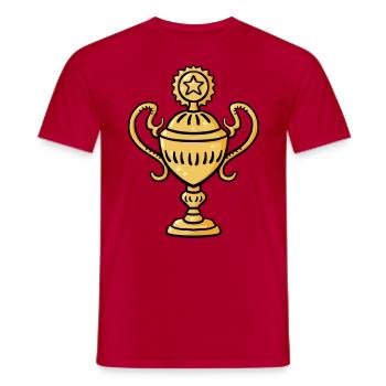 Cup Winner Winner Gift Idea - Gold Trophy - Men's T-Shirt - red - Front - AI Model Male 178 dark (178cm)