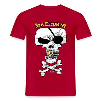 SAN ESCOBAR - Drapeau pirate / Crâne - T-shirt homme - rouge - Devant - AI Model Male 178 dark (178cm)