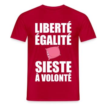 Freiheit Gleichheit Nickerchen nach Belieben lustig Französisch - Männer T-Shirt - Rot - Vorne - AI Model Male 178 dark (178cm)