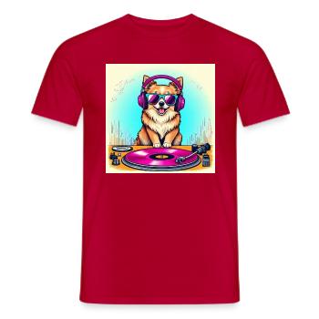 DJ Dog - Men's T-Shirt - red - Front - AI Model Male 178 dark (178cm)