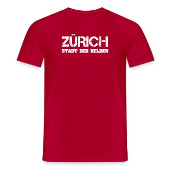 Zurich City of Heroes Gift Idea - Men's T-Shirt - red - Front - AI Model Male 178 dark (178cm)