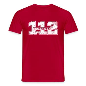 112 Feuerwehr - Männer T-Shirt - Rot - Vorne - AI Model Male 178 dark (178cm)