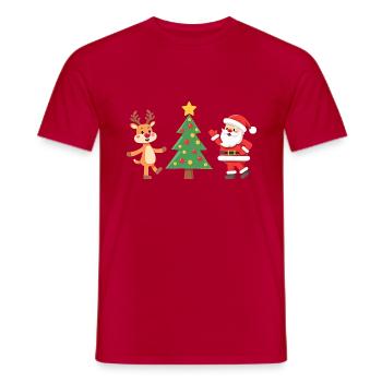 Reindeer Christmas Tree & Santa for Christmas - Men's T-Shirt - red - Front - AI Model Male 178 dark (178cm)