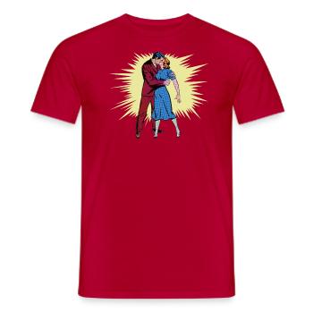 Le baiser debout - T-shirt homme - rouge - Devant - AI Model Male 178 dark (178cm)