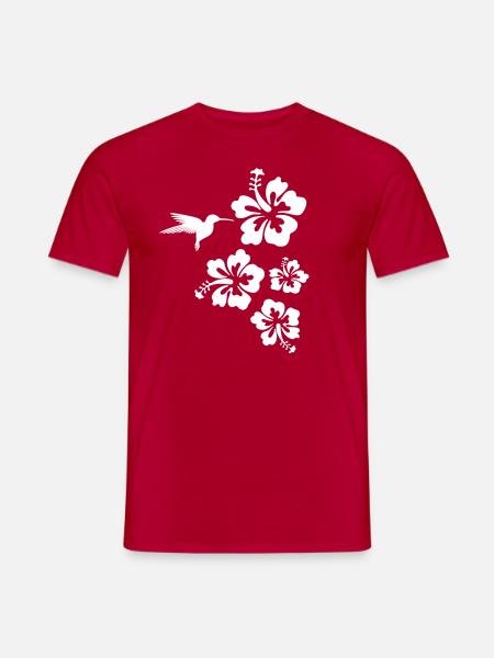 Kolibri Hibiskus Blüten Blumen Hawaii Sommer Blüte - Männer T-Shirt - Rot